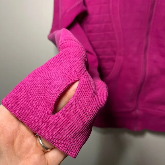 Lululemon Rasberry/Guava Calm And Cozy Scuba Cotton in Size 10 - Picture 7 of 9